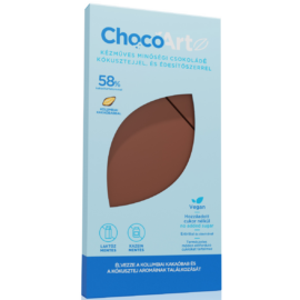 58%-os csokoládé kókusztejjel, hozzáadott cukor nélkül (Tejfehérje- és laktózmentes, vegán)