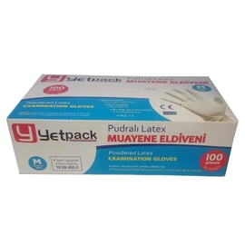 Gumikesztyű Fehér Yetpack Latex 100db-os M
