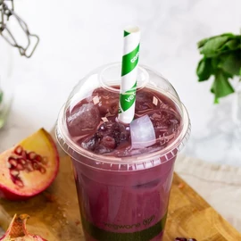 PLA pohár tető, szívószál nyílással, íves, (96 mm pohárhoz)