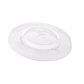 Pohár tető szívószálnyílással, lapos, 3-5dl-es pohárhoz, ø 95mm, PLA, lebomló, 1000db