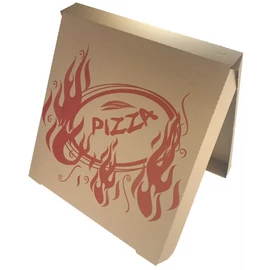 Pizza doboz 45 cm - szögletes sarkú - barna - mintás