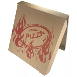 Pizza doboz 45 cm - szögletes sarkú - barna - mintás