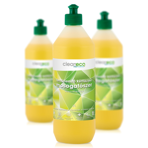 Cleaneco fertőtlenítő kétfázisú mosogatószer 1l - újrahasznosítható csomagolásban