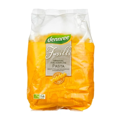 dennree BIO gluténmentes kukorica-rizs fusilli (orsó) tészta 500g