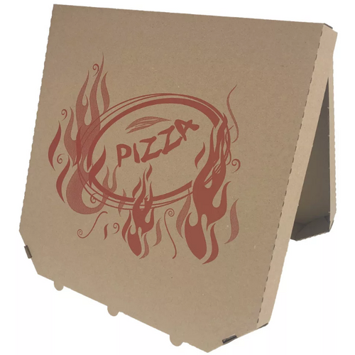Pizza doboz 32 cm - csapott sarkú - barna - mintás