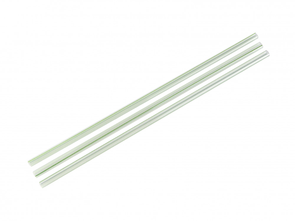 Lebomló szívószál PLA-ból, 5 mm, zöld csíkos, 1200db