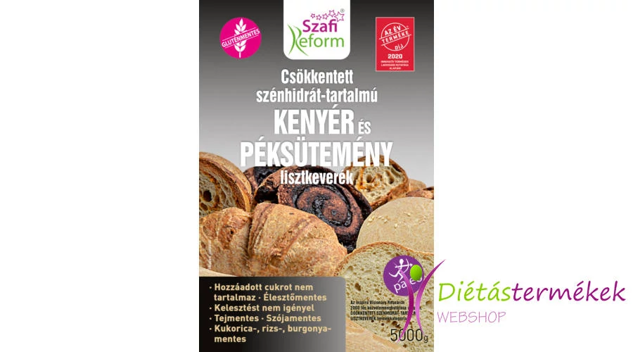 Szafi reform csökkentett szénhidrát-tartalmú paleo kenyér és péksütemény lisztkeverék (gluténmentes, tejmentes, élesztőmentes) 5000 g