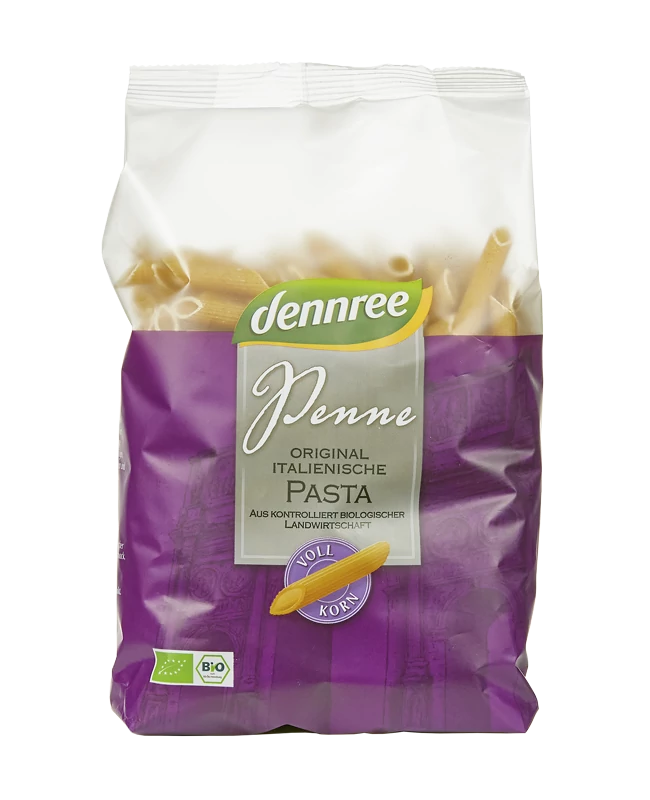 dennree BIO teljes kiőrlésű durum penne tészta 500g